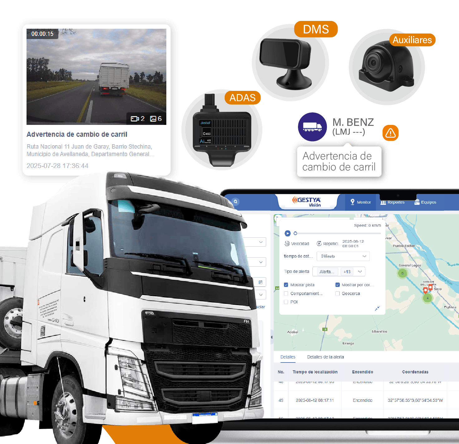 Camión de transporte con funcionalidades de GESTYA Visión